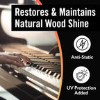 Piano Shine Polish & Cleaner - Clean, Polish, Wax & Protect Glossy Pianos & Surfaces - Made in USA - 8 oz Cleaning Solution with Added UV Protectant & Anti-Static - Prevents Dust & Smudges