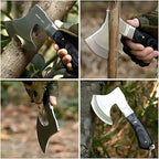 DOOM BLADE 8.5" Camping Hatchet Axe with Nylon Sheath,Small Tomahawk Viking Axe Forged High Carbon Steel for Full Tang Wooden Grip,Portable Camping Axe for Outdoor Splitting Wood,Hunting Survival