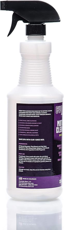 CycleMagic Motorcycle Clean and Shine Motorcycle Cleaner & Conditioner, Chrome Cleaner, Leather Cleaner, Paint | Eliminates Grime, Brake Cleaner, Dirt & Debris (32oz Spray Bottle (Save 25%))