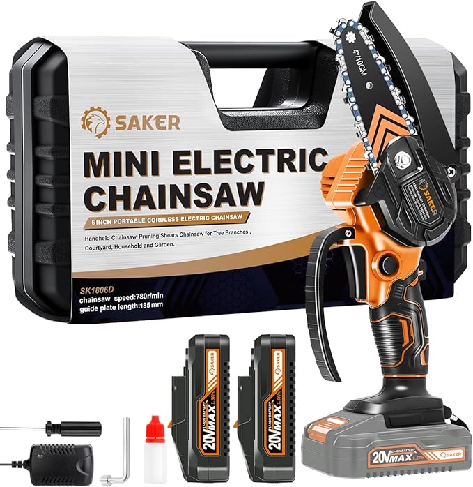 Saker Mini Chainsaw,2025 New Upgrade Portable Electric Chainsaws Cordless,Small Handheld Chain Saw Pruning Shears Chain Saws for Tree Branches,Courtyard and Garden