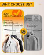 12 in Valet Rod for Closet Pull Out – Closet Valet Rod Slide Out, Heavy Duty with 4 Hooks, for Hanging Clothes/Hats/Belts & Closet/Laundry Room Organization – Black