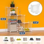 TUMUCUTE Closet Organizer, Organizers and Storage,Cabinet Metal Shelf Rack Storage Shelves Bookshelf,Toy Organizers and Storage Bins (6-Cube, White)
