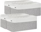 Bidtakay Small Bins for Organization Fabric Baskets for Toilet Paper Storage [4-Pack] Collapsible Narrow Baskets for Towels Socks Organizer Decorative Bins for Nursery Closet Cabinet -15x6x5.5In