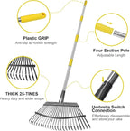﻿Stanew 65 Inch Garden Leaf Rake Set ,for Leaves Adjustable Long Handle Rake Sturdy Metal Yard,Garden Rakes17 Wide with 15 Gallon Garden Bag for Gardening Lawns Yard Outdoor Camping