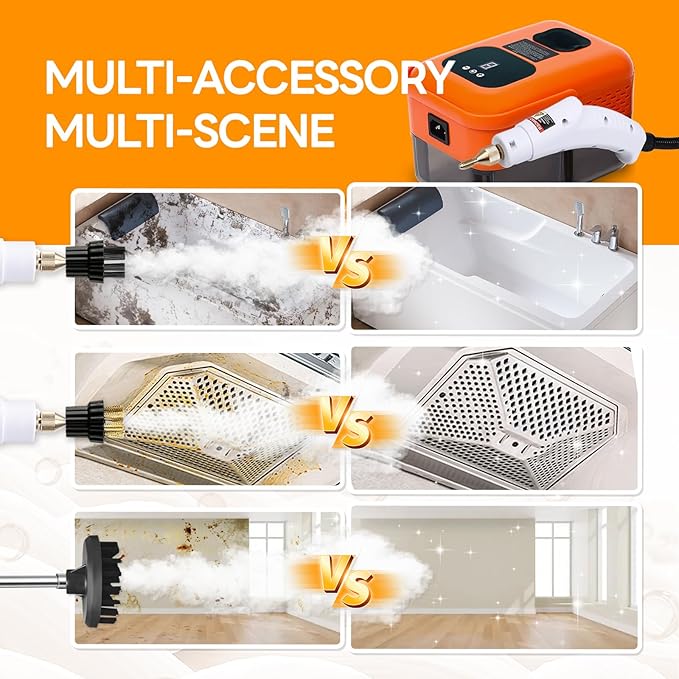 Heavy Duty Handheld Steam Cleaner for Home, 9 Gears Control Powerful Steamer for Cleaning with 14 Accessories, Multipurpose Steam Cleanr for Car, Upholstery, Kitchen, Windows, Grout & Pet Blanket