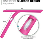 GÜTEWERK Silicone Shower Squeegee for Glass Doors & Mirrors with Stainless Steel Core, Streak-Free & No-Squeak Window Cleaning, 3-in-1 No-Drill Mount (Hook/Suction/Adhesive),Pink, 11 Inches