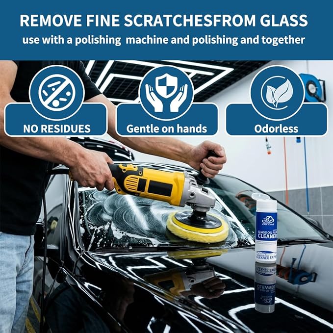 Glass Polish kit,3.38Fl Oz cerium oxide glass polish compound with polishing brush,glass scratch remove,Oil Film Cleaner,Glass Cleaner, Removes Stains and Water Spots, for Cars Glass and Mirror