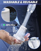 Saker 6 in 1 Car Vacuum Cleaner, 20000PA Handheld Vacuum Cordless Rechargeable 7800mAH with Type-C Reverse Charging, Window Breaker and Seatbelt Cutter for Car,Office and Home Cleaning,SW102 Blue Gray