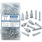 60 PCS Self-Drilling Drywall Anchors with #8 x 1-1/4" Screws – Heavy-Duty Zinc Alloy Anchors Kit for Drywall, Sheetrock & Hollow Walls, No Pre-Drilling Needed