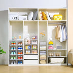 10 Pack Closet Organizers and Storage,Clear Stackable Plastic Storage Bins with Lids Magnetic Doors,Clothes Organizers and Storage,Plastic Craft Containers for Wardrobe Kitchen Bathroom Office