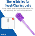 SPARTA Large Water Bottle Brush Ideal for Wide-Mouth Jars, Bottles and Tumblers, Dishwashing Tool with Handle for Home and Commercial Kitchens, Plastic, 12 Inches, Purple, (Pack of 6)