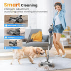 Dzaki S9X Vacuum Cleaners for Home,400W 45KPa Cordless Stick Vacuum Cleaner,Up to 55 Mins Runtime,Smart Induction Auto-Adjustment,Rechargeable Battery Vacuum Cordless for Carpet Floor Pet Hair(Gray)