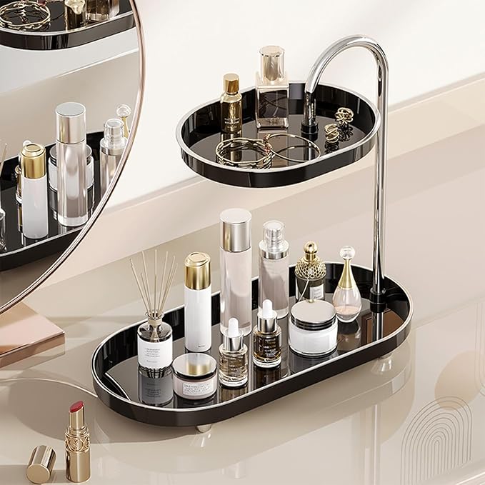 Bathroom Sink Vanity Trays, Skincare Storage Rack Small Countertop Perfume Organizer Lazy Susan Makeup Organizer
