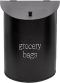 AuldHome Design Enamelware Grocery Bag Holder (Black); Wall-Mounted Modern Farmhouse Style Plastic Bag Dispenser for Kitchen or Laundry Room