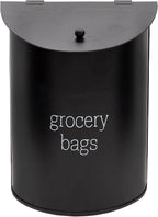 AuldHome Design Enamelware Grocery Bag Holder (Black); Wall-Mounted Modern Farmhouse Style Plastic Bag Dispenser for Kitchen or Laundry Room
