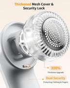 Fabric Shaver, Rechargeable Lint Shaver with Digital Display, Electric Portable Sweater Shaver with 6-Leaf Blades and Safety Lock, 3-Speeds Lint Remover to Remove Pilling for Clothes, Furniture White
