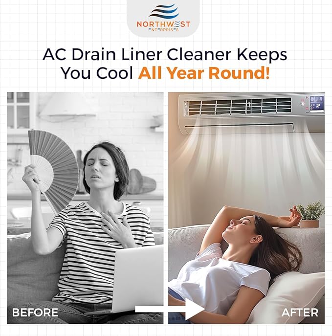 AC Drain Line Cleaner and Unclogger - Air Conditioner Cleaner Prevents Build-Up for AC Units, Dehumidifiers, Ice Machines, & More (16 ounces)