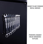OEMTOOLS 22513 Magnetic Wrench Holder and Tool Organizer, Magnet Holds Up To 10 Wrenches To Most Metal Surfaces, SAE and Metric, 9.25 Inch Magnetic Tool Holder For Shop Or Garage, Black