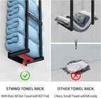 STWWO Towel Racks for Bathroom Wall Mounted, 22inch Wall Towel Rack for Rolled Towels, Towel Storage for Small Bathroom, Black