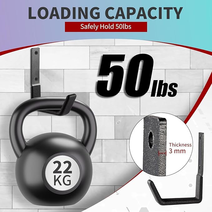 Heavy Duty Steel Hooks - Wall Mount Organizer for Garage & Garden Tools, Hoses & More (4, Small)