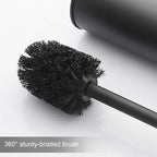BGL Stainless Steel Toilet Brush with Holder, 2 Black Bristle Heads