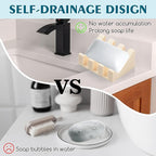 Silicone Soap Dish with Drain, Upgrade Double Suction Cups at The Bottom for Anti-Slip and Stability, Soap Dish Shower Waterfall Bar Soap Holder Tray with Drain Soap Holder (4, CreamWhite)
