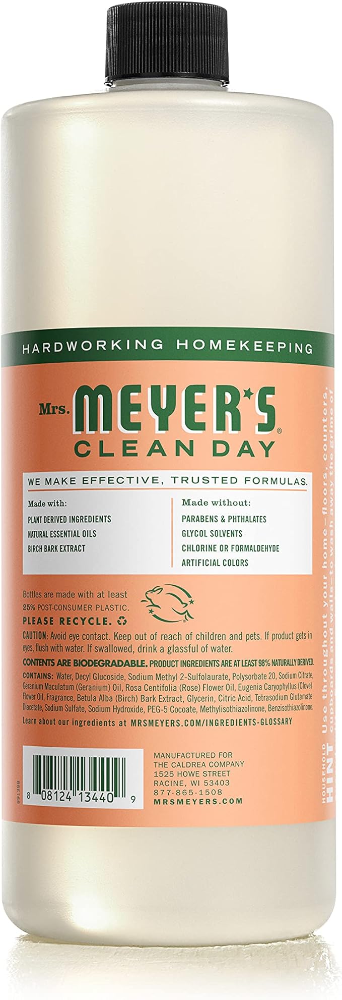MRS. MEYER'S CLEAN DAY Multi-Surface Cleaner Concentrate, Use to Clean Floors, Tile, Counters, Geranium, 32 fl. oz - Pack of 2
