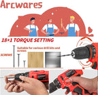 346pcs Tool Sets,18V Electric Power Drill Set, Cordless Drill for Men, Household Home DIY Hand Tool Kits,18+1 Clutch Cordless Power Drill Set for Thanksgiving, Christmas,Father's Day (Black)