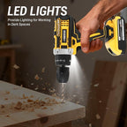 136pcs Heavy-Duty Cordless Drill & Tool Set with 2 Batteries, All-in-One Hand Tool Set，Lithium-Ion Drill Press, Screwdrivers, Bits, Wrenches, Pliers Electric (21V Brushless Drill +2*Battery)