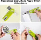 [3 Pack] Bottle Brush, 15 Inches Stainless Steel Long Handle Baby Bottle Scrub Cleaning Brush with Straw & Lid Brushes for Sports Water Bottles, Cups, Coffee Mugs, Glasswares, Tumblers, Wine Decanters