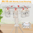 4-Legged Clothes Drying Rack Foldable, Portable Laundry Drying Racks, Outdoor Collapsible Drying Rack Clothing with 4 Pulleys and Anti-Slip Holes, Aluminum Indoor Dry Rack for Clothes, Shoes, Towel