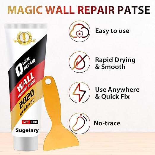 Drywall Patch Repair Kit with Scraper, Wall Spackle Repair Paste, Wall Mending Agent Quick and Easy Solution to Fill The Holes for Home Wall, Plaster Dent Repair and Wood Scratch Repair