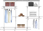 PROWORX 4-6 Ft Closet Organizer System, Adjustable Metal Wire White Closet System, Expandable Walk in Closet Organizers and Storage System, Closet Shelves with Hanging Rods