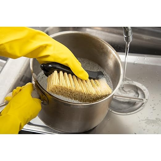 SPARTA Flo-Pac Hand Scrub Brush Utility Brush with Curved Back for Dishwashing, Kitchen, And Restaurants, Polypropylene, 6 Inches, Black