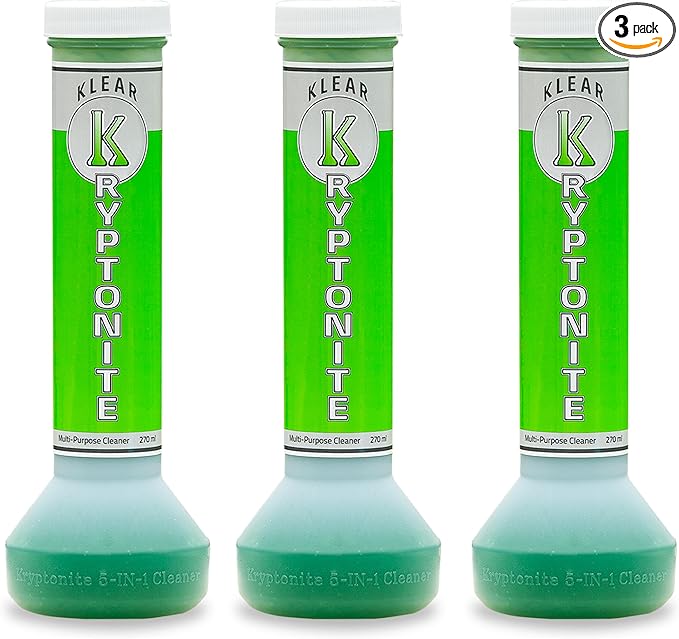 KLEAR Kryptonite Multipurpose Glass Cleaner 3-Pack | Powerful 5 in 1 Cleaning Combo | Glass Friendly & Alcohol-Free Glass Cleaner| Coat, Relax, Rinse| 9 oz (Pack of 3)