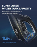 Steam Iron for Clothes, 1500W Iron with Rapid Heating, Non-Stick Ceramic Soleplate, Burst of Steam, Self-Cleaning, Auto-Off, Anti-Drip, 11.84oz Water Tank Ironing Clothes for Home, Black
