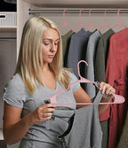 Sharpty Plastic Hangers Clothes Hangers for Clothing, Closet, Coats & Shirts - Notched, Durable & Space Saving - for Everyday Standard Use, Room Essentials & Basics - 20 Pack - Pink