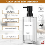 GMISUN Kitchen Soap Dispenser Set, 12 fl oz / 350 ml Dish Soap Dispensers with Sponge Holder, Customized Clear Glass Dish soap Dispenser for Kitchen, Modern Soap Dispensers Set Removable