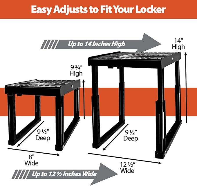 Locker Organizer Shelf， Adjustable Width and Height, Ideal Locker for School, Office, and Gym Lockers… (White 2 Pack)