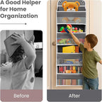 Over The Door Organizer with LifetimeWarranty, 4 Shelves & 4 Side Pockets, Large Storage Rack Holds 44lb, Heavy-Duty Reinforced Mesh Shelf for Bathroom, Closet, Toy Organization, Shoes, Towels, Grey