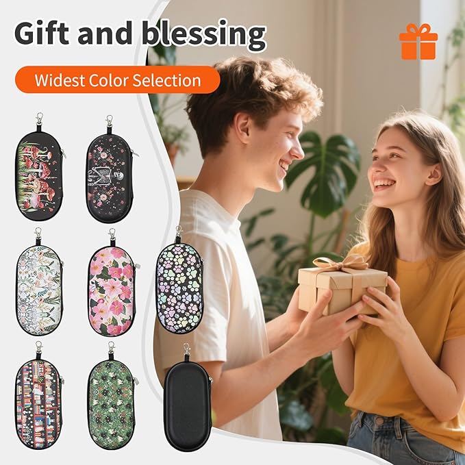 Double Eyeglasses Case, Hard Shell Dual Sunglasses Organizer with Zipper Clip Travel Glasses Storage for Women Men