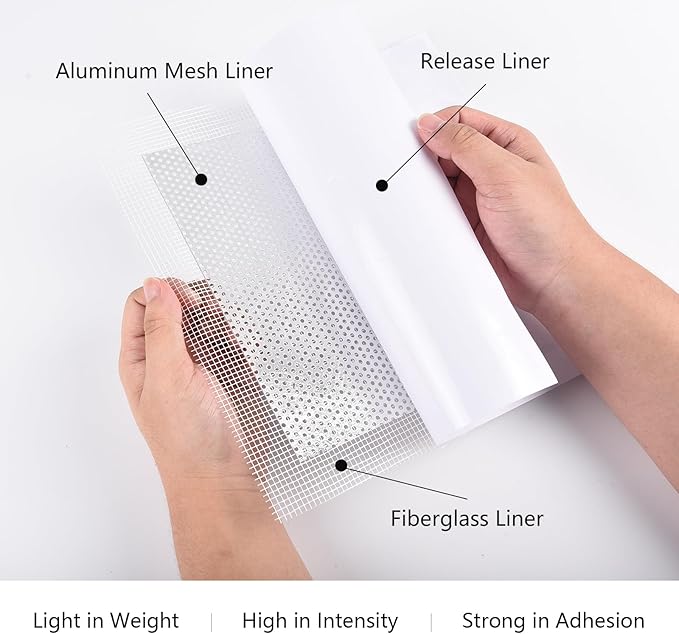 Drywall Repair Kit, 4Inch Drywall Patch Kit Self Adhesive Aluminum Plasterboard Wall Patches Quick Fix Plaster Wall with Scraper for Plaster Roof Drywall Crack Repair (9Pcs Kit)