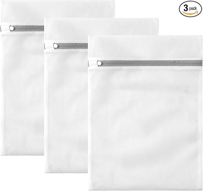 3 Pack Small Mesh Laundry Bags by MDSXO- Small Durable Lingerie Delicates Bag for Washing Machine for Socks, Bra, Mask,Baby Clothes 10 * 12 inch [3 Pack]
