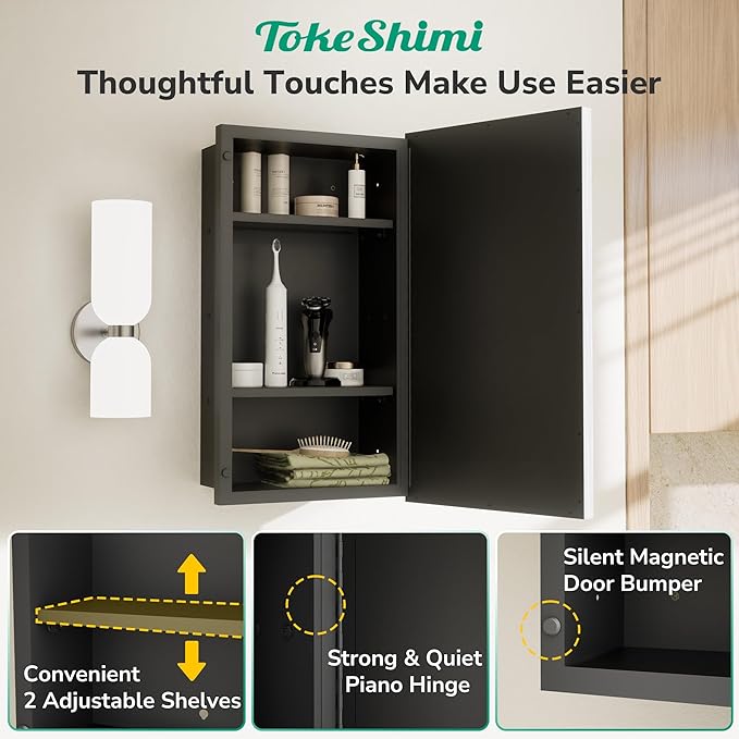 TokeShimi 17x25 Recessed Medicine Cabinet with Mirror Wall Mounted, Metal Beveled Mirror with Storage for Bathroom Vanity, Aluminum Alloy Medicine Cabinet Mirrored Silver