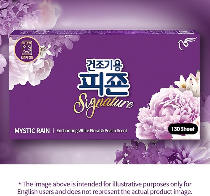 Pigeon Signature Dryer Sheets Laundry Fabric Softener, White Floral & Peach, Mystic Rain, Reduce Static Cling, Eliminate Strong Odor, Infused with Flower Essence, Safe for All, 130 Counts