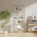 5 Tier Shelving Unit, 176 LBS Per Shelf Height Adjustable Narrow Storage Shelves, Heavy Duty Metal Garage Metal Shelves for Kitchen, Restaurant, Pantry, Laundry, 23"x 13.4"x 59", Chrome