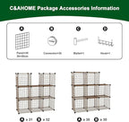 C&AHOME Wire Cube Storage, 8 - Cube Organizer Metal C Grids, Modular Shelves Units, Closet Organizer, Ideal for Home, Office, Living Room, 24.8" L x 12.4" W x 48.4" H, Brown UWCS3008R