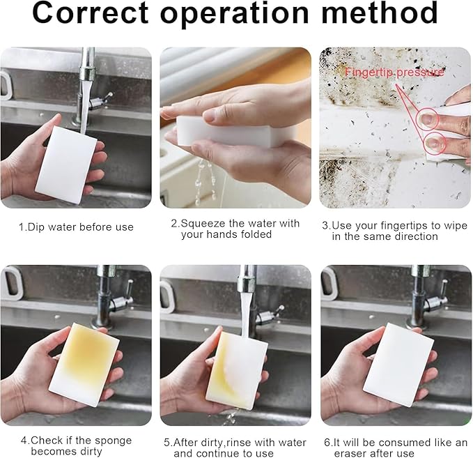 SmilePowo 100 Pack Magic Cleaning Sponges Eraser,Premium Melamine Sponge Foam Cleaning Pads, Dish Sponges,Household Cleaning Scrub Sponge for Kitchen, Bathroom, Furniture, Floor Wall Cleaner(White)