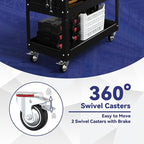 3 Tier Rolling Tool Cart with Drawer, 450 LBS Heavy Duty Utility Cart on Wheels, Service Cart for Garage, Workshop and Warehouse (Black)