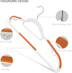 60 Pack Heavy Duty Plastic Hangers, Non Slip Clothes Hangers with Rubber Pads and 360° Hook - Thin Space Saving Hanger, Closet Organizer for Shirt, Pants, Suit, Skirt, Coat - Orange